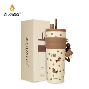 CIVAGO（26oz/780ml）Cốc cà phê bằng thép không gỉ lót gốm có nắp bình chân không bộ sưu tập tranh vẽ