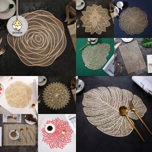 Fu Gui Hua Maple Leaf Long Table Runner Plain Gold Silver Table Runner Placemat For Restaurant Hotel Dining Table Alas Meja Makan CNY Hari Raya Haji Deco Christmas Day New Dining