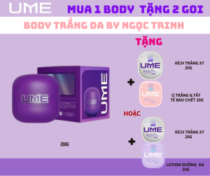 Combo body Ume Trắng Da  Ngọc Trinh Chính hãng - Trắng Da Chuẩn 5 sao By Ngọc Trinh dưỡng trắng da body kem trắng da body Ngọc trinh kem trắng dakem body Ngọc Trinh ủ trắng tắm trắng tẩy tế bào chết body lotion dưỡng ẩm body ume kem dưỡng ẩm body