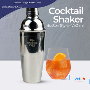 One Two Cups Cocktail Shaker Bartender Boston Style Stainless Steel 750 ml - JJ60048 - Silver