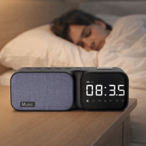 FIRST SONG FM Radio Bluetooth Speaker LED Display Wireless Digital Table Alarm Clock Bass Speaker HIFI Sound Sleep Aid Device For Infant and Toddler