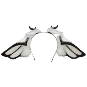 Soft Bendable Frame Devil Horn Hairband Realistic Faux Furs Animal Ear Roleplay Costume Accessory For Halloween Event