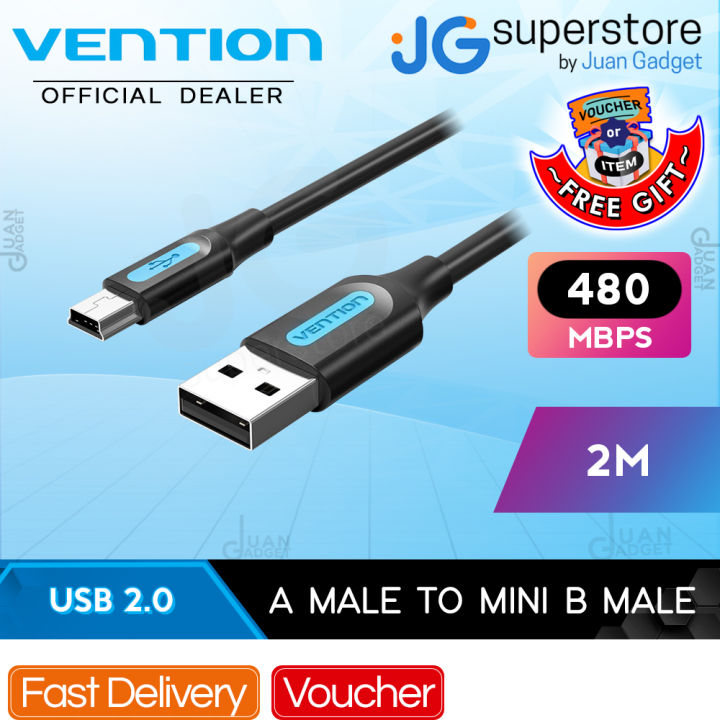 Vention USB 2.0 A Male to Mini-B Male Cable (COM) 480Mbps Black ...