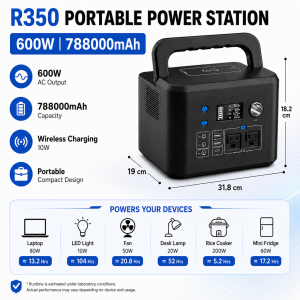 UNA Solar Generator Power Station 1188000MAH 1000W with Car Charging Function Fast Charge Power Banks Laptop Phone Fan Outdoor Camping Home Emergency