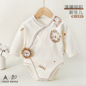 Newborn a Autumn-style long-sleeved romper pure cotton seamless jumpsuit for boys and girls breathable crawling outfit