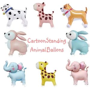 YUNAFIN Animals 4D Standing Foil Balloons Walking/pulling Cart Balloons with Wheels Self-sealing Animal Balloons Childrens Toys Walking Balloon Kids Birthday Party Decoration