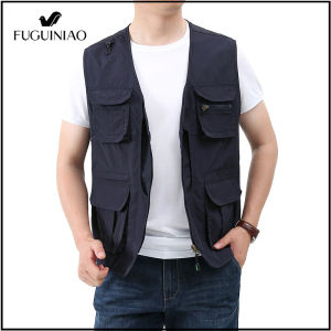 Fuguiniao Unloading Tactical Vest Coat Fashion Mens Fuguiniao Summer Photographer Waistcoat Mesh Work Sleeveless Jacket Tool Many Pocket Vest Male