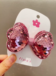 7 Pieces Christmas Hair Accesories Fashion Hairpin Double Layer Sequins Bows Hair Clip Hairpieces Hair Decors for Kids