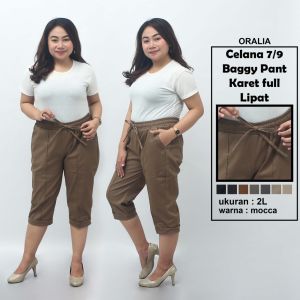 Celana jumbo full karet lipat / baggy pant jumbo / celana panjang model