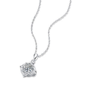 925 Sterling Silver Kalung Moissanite Necklace Jewellery Berlian Empat Daun Semanggi 1ct