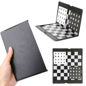 Pocket Folding Magnetic International Chess Set Board Checkers Traveler Plane