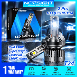 Super Bright Novsight T24 LED Headlight Bulbs H11 H8 H9 H16 LED Lights for Car Low Beam Fog Light 130W 28000LM 6500K Plug&Play 2Pcs 1 Year Warranty