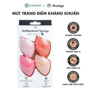 Bộ 4 Mút Trang Điểm Mastige Nhiều Màu Antibacterial Sponge Hasaki Sản Phẩm Chính Hãng