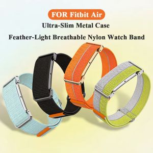 Metal Protective Case Nylon Strap For Google Fitbit Air Breathable Quick Release Replacement Wrist Band