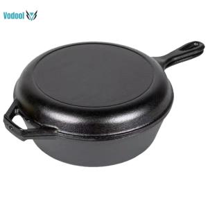 Iron Frying Pan Non-Stick Fried Egg Pan Pre-seasoned Skillet for Frying Baking Grilling Indoor Outdoor Cooking [Vodool Official Center]