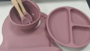 Mumystation 5pcs/set peralatan makan bayi lengkap silicon alat makan celemek mpasi bayi