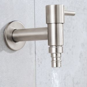COOLCELLS 304 Stainless Steel Washing Machine Faucet Wall Mounted T Shape Garden Bib Multifunctional Extended Single Cold Faucet Lawn Irrigation