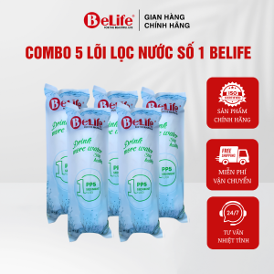 Combo 5 lõi lọc nước số 1 Belife đầu bịt dùng cho máy lọc nước Ro