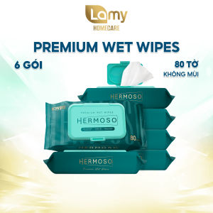 [PREMIUM] Thùng 06 Gói Khăn Ướt Cao Cấp Hermoso x EcoWipes 80 tờ Không Mùi An Toàn Cho Bé