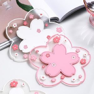 Cute Cherry Blossom Coaster Pink Sakura Insulation Mat Coffee Tea Cup Mat Kitchen Home Decoration