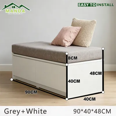 MANDA Bedroom Bedside Sofa Storage Sofa Wooden Frame Bench Storage Cabinet Bench
