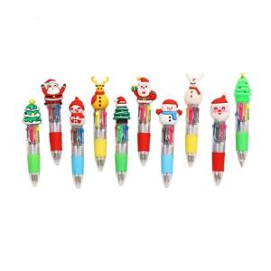 10Pcs Christmas Multicolor Pen 4 Color-in-1 Pen Multicolored Ballpoint Pens for Color Coding Writing Drawing Journaling