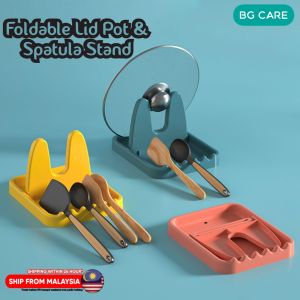 Foldable Kitchen Lid Spatula Rest Holder Utensils Knife Storage Rack Cooking Tool Pot Stand