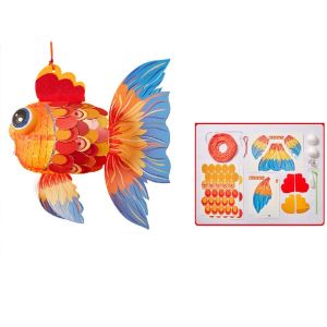 NCNC(OKDEALS01) With LED Light DIY Mid-Autumn Lantern Handmade Chinese Style Koi Carp Fish Lantern Portable Glowing Photography Props