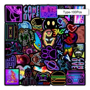 10/30/50/100PCS Anime Neon Light Graffiti Stickers for Children Toy Laptop Luggage Car Motorcycle Cool Waterproof Decals Sticker