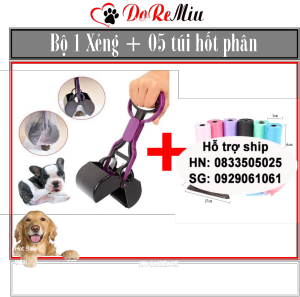 Doremiu- Xẻng gắp phân chó có cán hốt kít chó tiện dụng sạch sẽ 28cm (chọn màu)