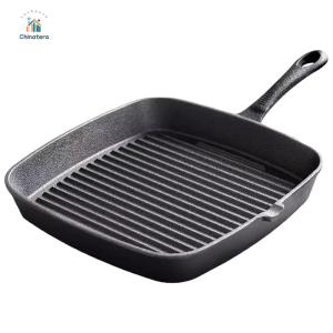 เหล็กหล่อสเต็กกระทะ Non-Stick ในครัวเรือน Square STRIPES กระทะสเต็กอาหารเช้า PAN หนาไข่แพนเค้ก Maker