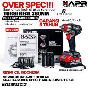 TERLARIS AP33PROMAXM 1850NM APR BOR IMPACT WRENCH CORDLESS 2 BATERAI 10CELL MESIN PEMBUKA BAUT RODA MOBIL MOTOR ORIGINAL