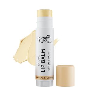 Chemist At Plays Natural Lip Balm| Repairs Chapped Lips Brightens Dark Lips | 1% Kojic Acid| SPF 50 PA++++| For men and women| 4.5gm