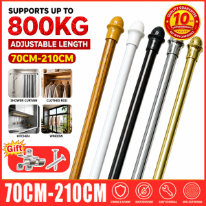 Curtain Rod Set Adjustable with Bracket Extendable Multipurpose Curtain Rod Expandable for Windows Heavy Duty Holder Hook Full Set 70-210CM Silver/GoldWhite/Black/Wooden od with Anti-Rust