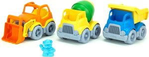 Green Toys Construction Vehicle Includes Scooper Dumper Mixer 1 Character- 3 Pack - 4C