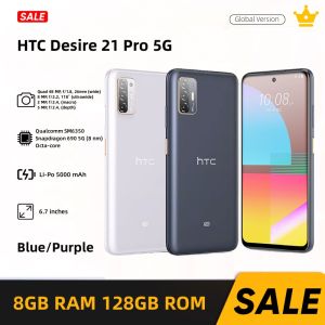 ปลดล็อกเดิม HTC Desire 21 Pro 5G Octa-core 6.7 นิ้ว Snapdragon 690 8GB RAM 128GB ROM 48MP กล้อง Dual SIM ลายนิ้วมือโทรศัพท์มือถือ Android
