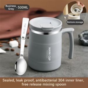 500ml Double-Wall Coffee Cup Stainless Steel Thermal Coffee Mug with Free Spoon Hot & Cold Drink Mug