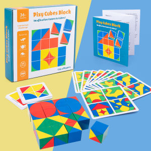 3D Spatial Cube Puzzle Visual Perception Logical Thinking Spatial Space Cube Block Shape Color Puzzle Hand Eye Brain Teaser DevelopTrainingToy-T094