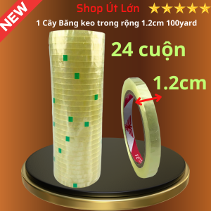 Băng keo trong rộng 1.2cm 100yard nặng 1kg lõi giấy 3mm 1 cây có 24 cuộn