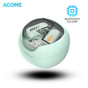 Headset ACOME Earphone TWS Bluetooth 5.4 Layar Pintar LED Latensi Rendah 60ms Gaya Geek Inpods AT03 - Wireless Bass