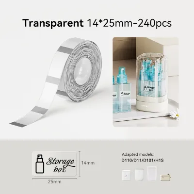 【Transparent Label】NIIMBOT D11/D110/D101 Clear Label Sticker Waterproof Oil Proof No Glue Residue Switch Name Sticker Luminous Thermal Label Paper
