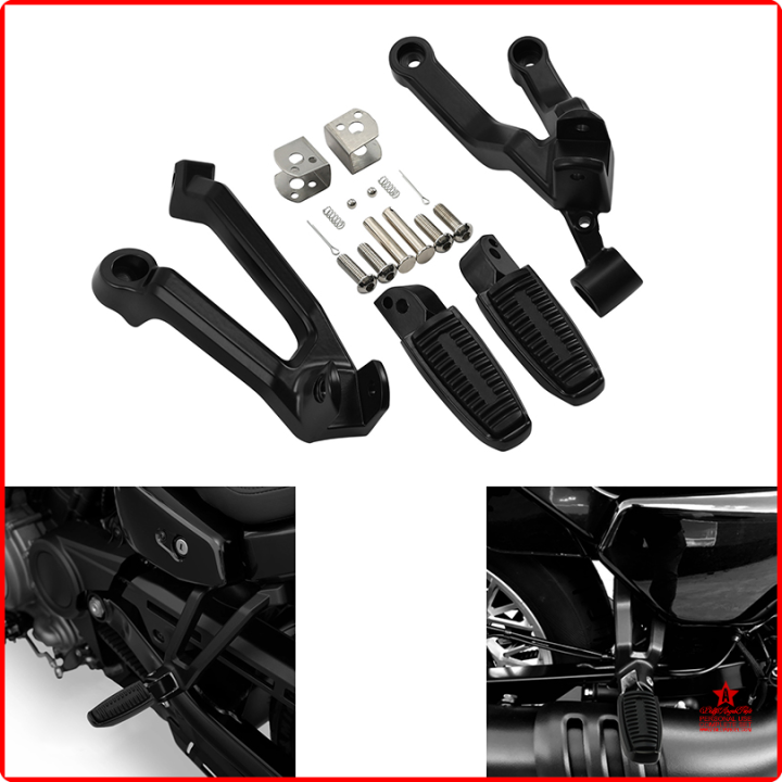 Passenger Foot Peg Mount Kit For Harley Davidson Iron 883 - Black Footrest Set For Sportster Models
