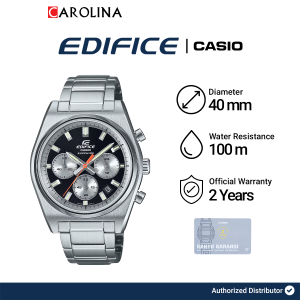 Jam Tangan Pria Casio Edifice Chronograph EFB-730D-1A Black Dial Silver Stainless Steel Strap