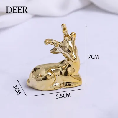 Ins Ceramic Crafts Modern Miniature Home Decor Gift Figurine Nordic Desktop Placement Room Decoration Animal Styling Golden Ornaments