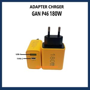 Adaptor Charger Gan 180W Gan 2IN1 Port USB-A & USB-C Adapter Casan Support Fast Charging Universal