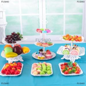[COD] FUSHI0 1 2 chiếc đĩa bánh đứng đĩa ăn vặt bánh cupcake giỏ trái cây sáng tạo Ba Tầng