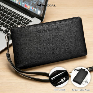 VOCOAL Hand Bag Soft Hand Wallet Multi-Functional Large Capacity Handbag Zipper Wallet Retro Soft PU Long Business Purse Multi-Card Position ID Credit Cards Holders Coin Pouch