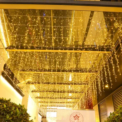 【ร้านค้ากรุงเทพ จัดส่ง 24 ชม】ใหม่ 4M/5M 96/216LEDs LED ม่านสตริงไฟ ICICLE eith 8 โหมดสำหรับปาร์ตี้สติกเกอร์ตกแต่งเวทีพร้อมปลั๊ก ไฟห้อย0.4-0.8เมตร AC 220โวลต์สวนถนนกลางแจ้งไฟตกแต่งวันหยุด 🚚จัดส่งฟรี
