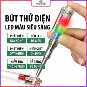 Bút Thử Điện LED Đa Màu Siêu Sáng Kiểm Tra Thông Mạch Phát Hiện Dây Nóng Dây Nguội đo điện áp từ 12V-220V