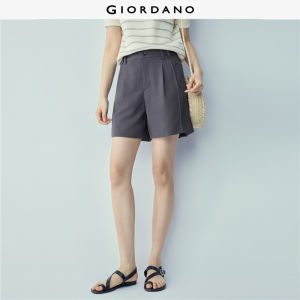 Giordano Beau Monde Women Pleated waist drawstring woven casual shorts - High Quality Free Shipping 13406333